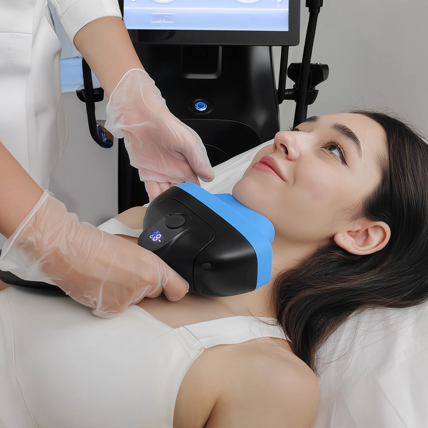 Kriolipoliza i elektrostymulacja mięśni EMS Cryo Max - zabieg w okolicy podbródka